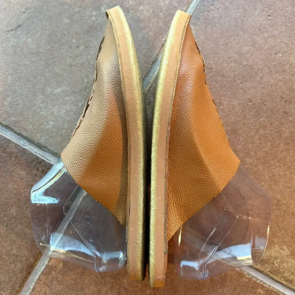 Free People Nova Flat Pebbled Leather Top Stitched Pointy Toe Mules size 7 - Picture 12 of 16